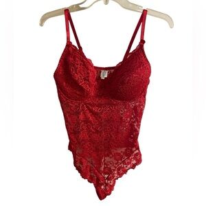 Rampage Red Lace Top‎ bodysuit y2k lingerie Sz 38C